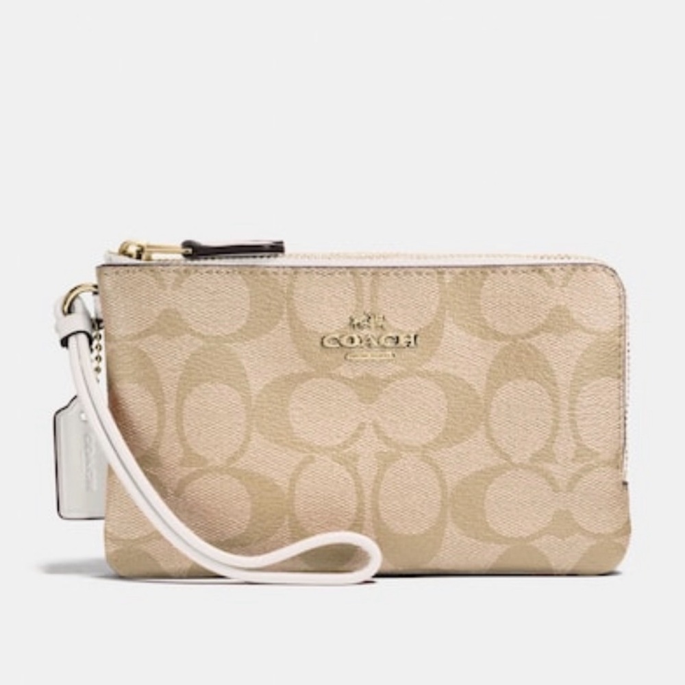 Coach Signature PVC Double Corner Zip Wristlet